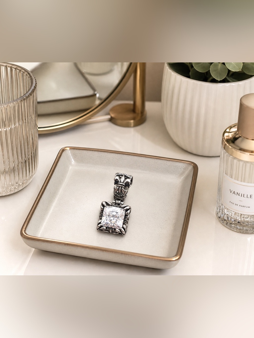 Silpada Sterling Silver Uptown Pendant Retired Statement CZ Square Pendant